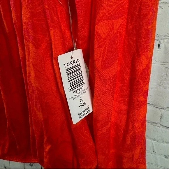 Torrid Super Soft Off Shoulder Long Sleeve Crop Top Floral Orange Plus Size 2X - Picture 2 of 7